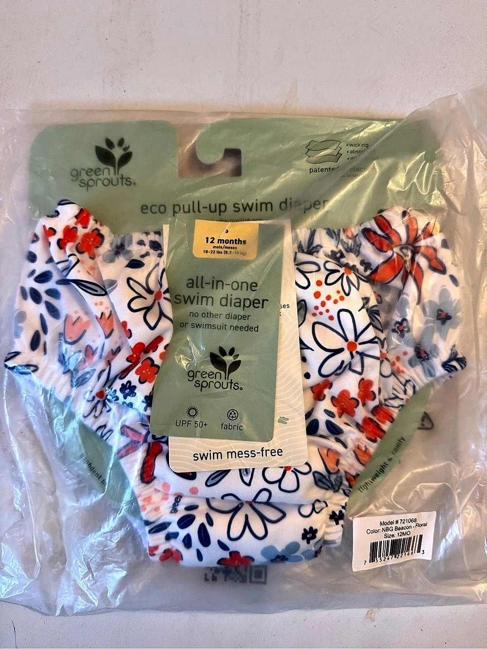 green sprouts eco pull-up swim diaper Floral Baby 12 Months